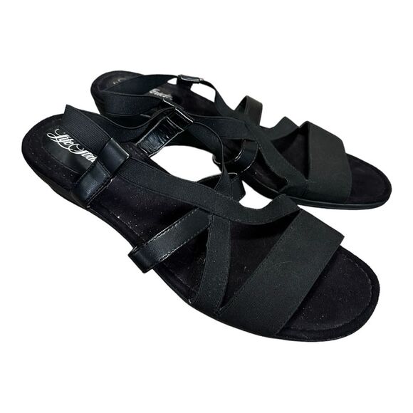 Life stride pull on elastic slight wedge sandals black size 11 - Picture 3 of 9
